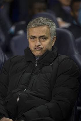 01.01.2015. London, England. Barclays Premier League. Tottenham versus Chelsea. Jose Mourinho, the Chelsea manager pulls face before the game. xNigelxCookex  ActionPlus11585878