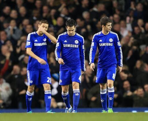 Chelsea s Cesc Fabregas looks on dejected after going 2-1 down Barclays Premier League - Tottenham Hotspur vs Chelsea - White Hart Lane - England - 1st January 2015 - Picture David Klein Sportimage EDITORIAL USE ONLY. No use with unauthorised audio, video, data, fixture lists, club league logos or live services. Online in-match use limited to 120 images, no video emulation. No use in betting, games or single club league player publications.