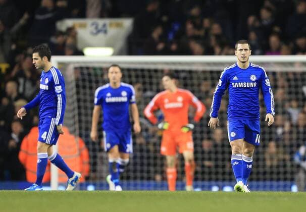 Chelsea s Eden Hazard looks on dejected after going 3-1 down Barclays Premier League - Tottenham Hotspur vs Chelsea - White Hart Lane - England - 1st January 2015 - Picture David Klein Sportimage EDITORIAL USE ONLY. No use with unauthorised audio, video, data, fixture lists, club league logos or live services. Online in-match use limited to 120 images, no video emulation. No use in betting, games or single club league player publications.