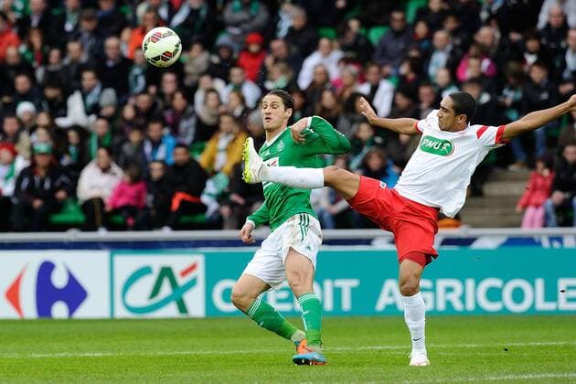 Jeremy Clement (saint etienne) vs Jonathan Iglesias Abreu (nancy) FOOTBALL : Saint Etienne vs Nancy - Coupe de France - 04 01 2015 FredericChambert Panoramic 