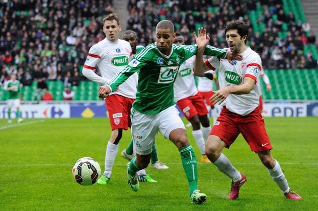 Kevin Monnet Paquet (saint etienne) vs Vincent Muratori (nancy) FOOTBALL : Saint Etienne vs Nancy - Coupe de France - 04 01 2015 FredericChambert Panoramic 