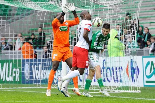 Ricky Van Wolfswinkel (saint etienne) vs Ndy assembe et Joel Sami (nancy) FOOTBALL : Saint Etienne vs Nancy - Coupe de France - 04 01 2015 FredericChambert Panoramic 