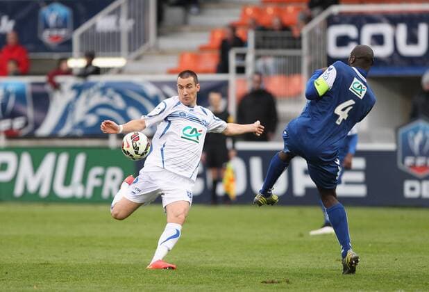 (Auxerre) Vincent Grangic (Strasbourg) Ernest Seka FOOTBALL : Auxerre vs Strasbourg - 32eme Coupe de France - 04 01 2015 StephanieGrossetete Panoramic 