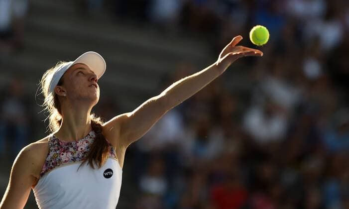 05.01.2015. Auckland, New Zealand. ASB Classic WTA Tennis Damen International. Germany s Mona Barthel in action during her first round singles match on Day 1 at the ASB Classic WTA International. xAndrewxCornagax xwwnzx  ActionPlus11587147