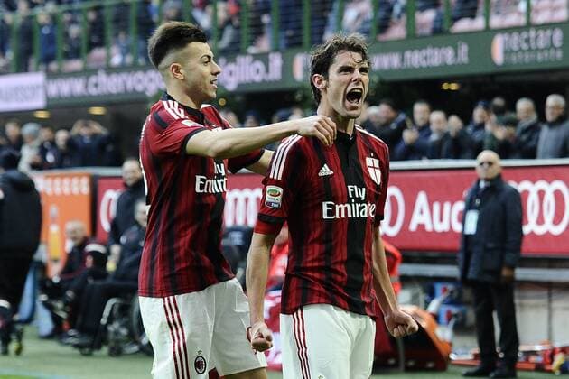 Aktuell Fußball, Italien, Serie A, AC Mailand - Sassuolo Calcio Serie A AC Milan - US Sassuolo Calcio Torjubel Andrea Poli 