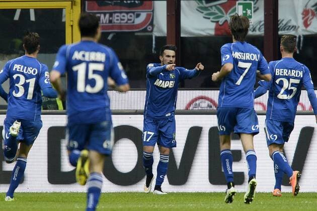 Aktuell Fußball, Italien, Serie A, AC Mailand - Sassuolo Calcio Serie A AC Milan - US Sassuolo Calcio Torjubel Nicola Sansone 