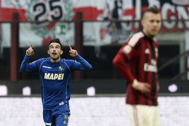 Aktuell Fußball, Italien, Serie A, AC Mailand - Sassuolo Calcio Serie A AC Milan - US Sassuolo Calcio Torjubel Nicola Sansone 