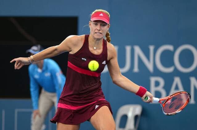 Angelique Kerber (GER) in Aktion. Brisbane International 2015, Brisbane, Australien