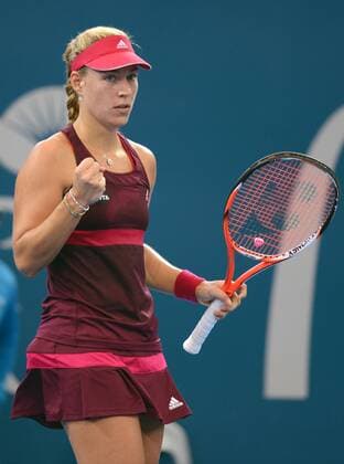 Angelique Kerber (GER) macht die Faust und feuert sich an. Brisbane International 2015, Brisbane, Australien