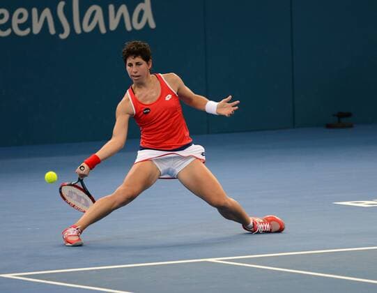 Carla Suarez Navarro (ESP) in Aktion. Brisbane International 2015, Brisbane, Australien