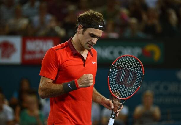 Roger Federer (SUI) macht die Faust und jubelt. Brisbane International 2015, Brisbane, Australien