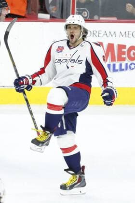 January 8, 2015: Washington Capitals left wing Alex Ovechkin (8) celebrates his goal during the NHL Eishockey Herren USA game between the Washington Capitals and Philadelphia Flyers at Well Fargo Center in Philadelphia, Pennsylvania. NHL 2015: Capitals vs Flyers JAN 08 - ZUMAcs7_