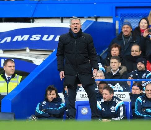 Chelsea s Jose Mourinho in action Premier League - Chelsea vs Newcastle United - Stamford Bridge - England - 10th January 2015 - Picture David Klein Sportimage EDITORIAL USE ONLY. No use with unauthorised audio, video, data, fixture lists, club league logos or live services. Online in-match use limited to 120 images, no video emulation. No use in betting, games or single club league player publications.
