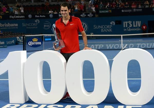 Roger Federer (SUI) gewinnt mit seinem tausendsten Matchsieg das Brisbane International Turnier. Brisbane International 2015, Brisbane, Australien