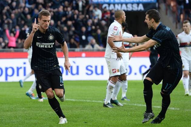 Milano 11 01 2015 - Serie A Inter Mailand vs. Genoa CFC: Nemanja Vidic, Zdravko Kuzmanovic 