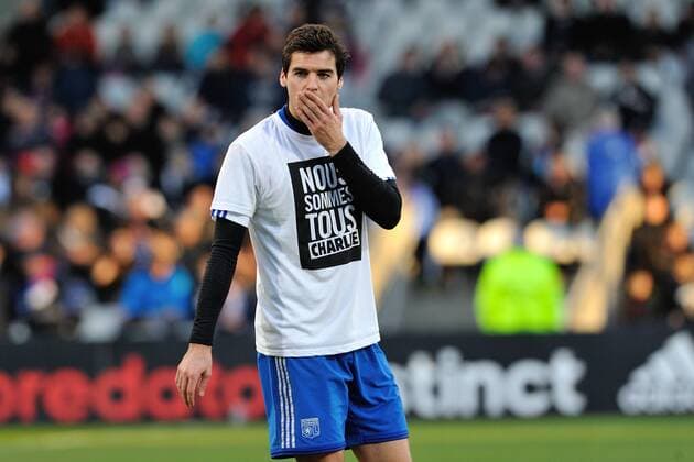 Aktuell Fußball, Frankreich, Solidarität mit den Opfern des Terroranschlags auf Charlie Hebdo - Yoann Gourcuff (lyon) FOOTBALL : Olympique Lyon vs FC Toulouse - Ligue 1 - 11 01 2015 FredericChambert 