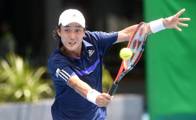12.01.2015. Auckland, New Zealand. Japan s Go Soeda during his first round singles match on Day 1 at the Heineken Open. Festival of Tennis, ATP Tennis Herren World Tour. ASB Tennis Centre, Auckland, New Zealand. Monday 12 January 2015. xAndrewxCornagax  ActionPlus11588779