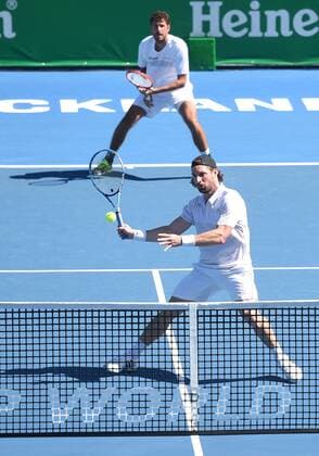 13.01.2015. Auckland, New Zealand. Doubles players Andre Begemann and Robin Haase on Day 2 at the Heineken Open. Festival of Tennis, ATP Tennis Herren World Tour. ASB Tennis Centre, Auckland, New Zealand. Tuesday 13 January 2015. xAndrewxCornagax  ActionPlus11588952