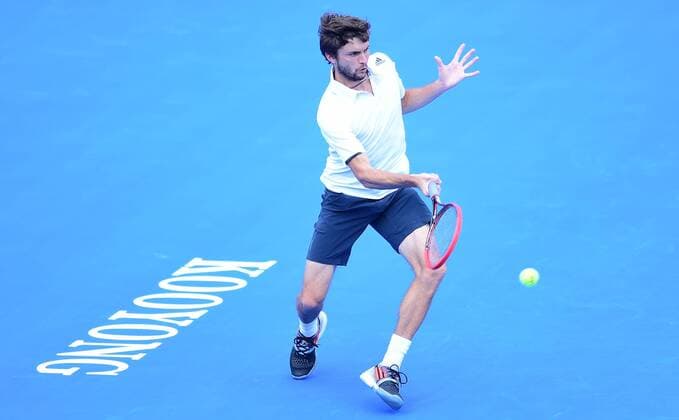 Jan. 14, 2015 - Melbourne, Victoria, Australia - Gilles Simon of France in action on day two of the Kooyong Classic tennis tournament at the Kooyong Lawn Tennis Club, Melbourne, Australia. Tennis 2015 - Kooyong Classic - - ZUMAk106