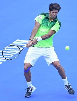 Jan. 14, 2015 - Melbourne, Victoria, Australia - Fernando Verdasco of Spain action on day two of the Kooyong Classic tennis tournament at the Kooyong Lawn Tennis Club in Melbourne, Australia. Tennis 2015 - Kooyong Classic - - ZUMAk106