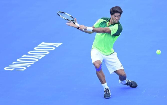 Jan. 14, 2015 - Melbourne, Victoria, Australia - Fernando Verdasco of Spain action on day two of the Kooyong Classic tennis tournament at the Kooyong Lawn Tennis Club in Melbourne, Australia. Tennis 2015 - Kooyong Classic - - ZUMAk106