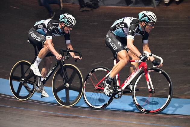 - GENT, BELGIUM: Belgian Iljo Keisse of team Ettix - Quick-Step and German Tony Martin of team Ettix - Quick-Step pictured in action during a presentation of the Etixx - Quick Step cycling team in Gent, Tuesday 14 January 2014. The Belgian cycling team EQS present its team for the new season. DAVIDxSTOCKMAN  x04538238x