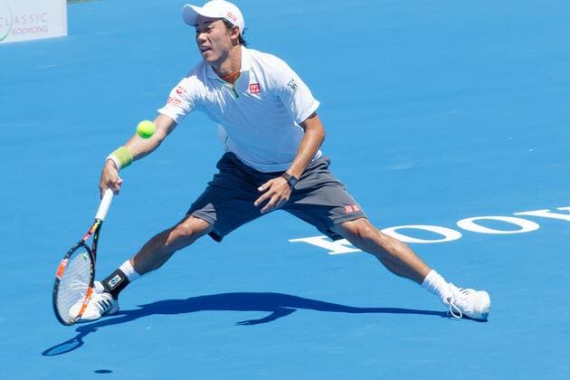 January 16, 2015: Kei Nishikori (JPN) in action on day 4 of the 2015 Kooyong Classic tournament at the Kooyong Lawn Tennis Club in Melbourne, Australia. Sydney, Tennis 2015: Kooyong Classic JAN 16 - ZUMAc04_