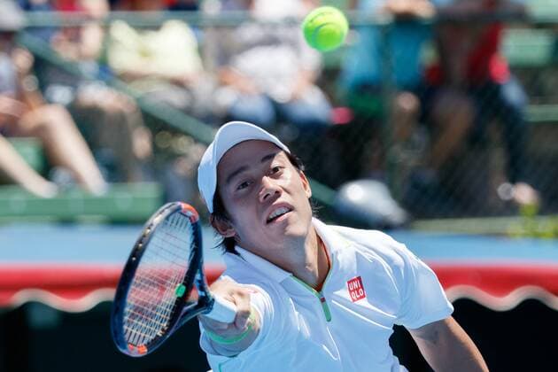 January 16, 2015: Kei Nishikori (JPN) in action on day 4 of the 2015 Kooyong Classic tournament at the Kooyong Lawn Tennis Club in Melbourne, Australia. Sydney, Tennis 2015: Kooyong Classic JAN 16 - ZUMAc04_