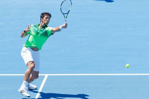 January 16, 2015: Fernando Verdasco (ESP) in action on day 4 of the 2015 Kooyong Classic tournament at the Kooyong Lawn Tennis Club in Melbourne, Australia. Sydney, Tennis 2015: Kooyong Classic JAN 16 - ZUMAc04_