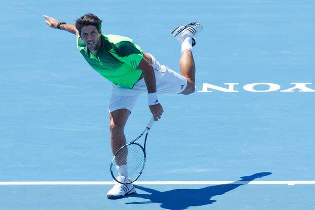 January 16, 2015: Fernando Verdasco (ESP) in action on day 4 of the 2015 Kooyong Classic tournament at the Kooyong Lawn Tennis Club in Melbourne, Australia. Sydney, Tennis 2015: Kooyong Classic JAN 16 - ZUMAc04_