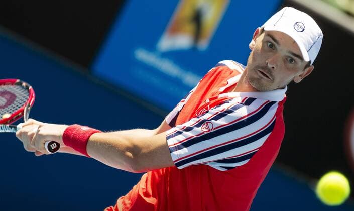TENNIS - ATP Tennis Herren Australian Open 2015 MELBOURNE,AUSTRALIA,15.JAN.15 - TENNIS - ATP World Tours, Australian Open. Image shows Andreas Beck (GER).
