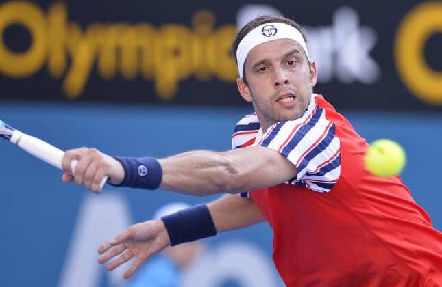 16.01.15 Sydney, Australia.Gilles Muller (LUX) in action during the semifinal match at the Apia International Sydney. xNigelxOwenx  ActionPlus11589564