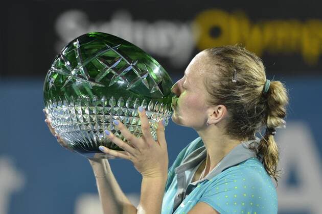 16.01.15 Sydney, Australia. Petra Kvitova (CZE) with her trophy after the final at the Apia International Sydney. Kvitova won 7-5,8-6. xNigelxOwenx  ActionPlus11589612