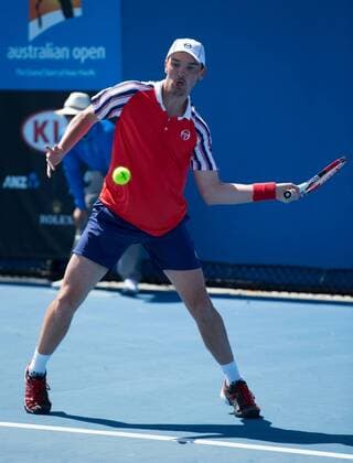 Australian Open 2015, Melbourne Park,ITF Grand Slam Tennis Tournament,.Andreas Beck(GER),Aktion,Einzelbild,Ganzkoerper,Hochformat,