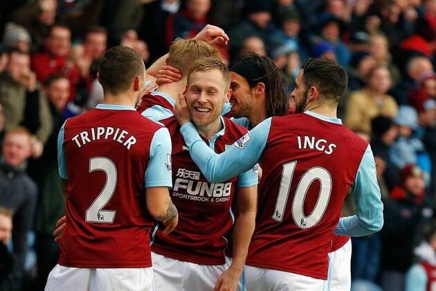 17.01.2015. Burnley, England. Barclays Premier League. Burnley versus Crystal Palace. Burnley defender Ben Mee celebrates scoring his teams first goal (1-0) xPaulxKeevilx  ActionPlus11589958