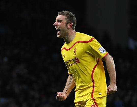Rickie Lambert of Liverpool celebrates scoring the second goal - Barclays Premier League - Aston Villa vs Liverpool - Villa Park Stadium - Birmingham - England - 17th January 2015 - Picture Simon Bellis Sportimage EDITORIAL USE ONLY. No use with unauthorised audio, video, data, fixture lists, club league logos or live services. Online in-match use limited to 120 images, no video emulation. No use in betting, games or single club league player publications.