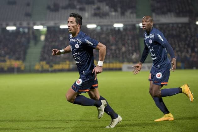 joie de Lucas BARRIOS (Montpellier) zpres son 3e but FOOTBALL : FC Metz vs Montpellier - L1 - 17 01 2015 JBAutissier Panoramic 