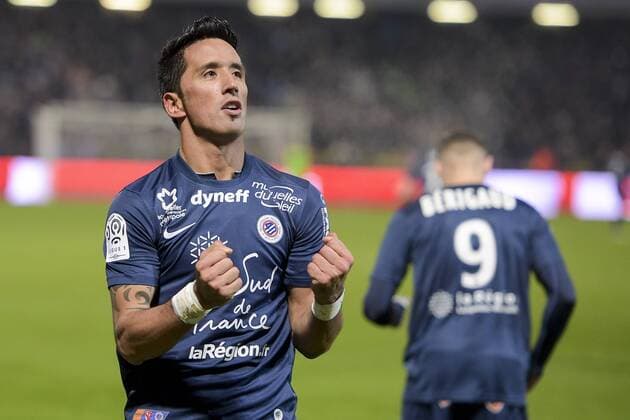 joie de Lucas BARRIOS (Montpellier) zpres son 3e but FOOTBALL : FC Metz vs Montpellier - L1 - 17 01 2015 JBAutissier Panoramic 