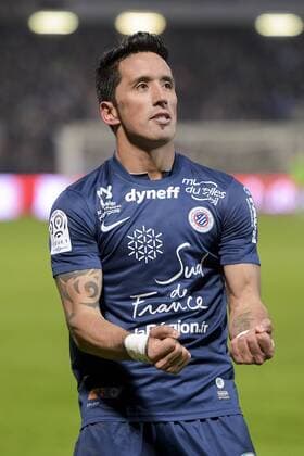 joie de Lucas BARRIOS (Montpellier) zpres son 3e but FOOTBALL : FC Metz vs Montpellier - L1 - 17 01 2015 JBAutissier Panoramic 
