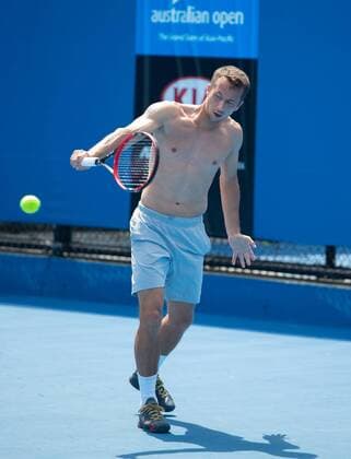 Australian Open 2015, Melbourne Park,ITF Grand Slam Tennis Tournament, Philipp Kohlschreiber (GER),Training, Ganzkoerper,Hochformat,