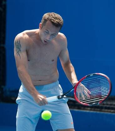 Australian Open 2015, Melbourne Park,ITF Grand Slam Tennis Tournament, Philipp Kohlschreiber (GER),Training, Halbkoerper,Hochformat,