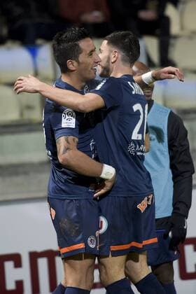 joie de Lucas BARRIOS (Montpellier) apres son 3e but FOOTBALL : FC Metz vs Montpellier - L1 - 17 01 2015 JBAutissier Panoramic 