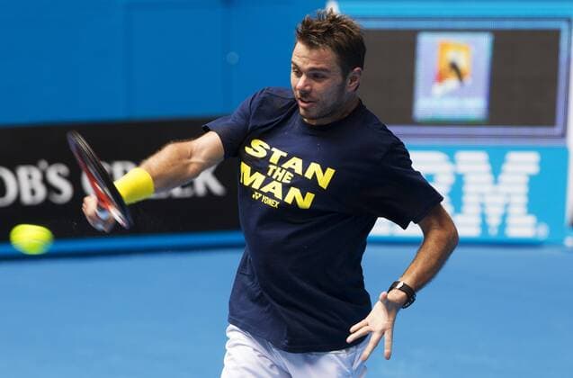 TENNIS - ATP Tennis Herren Australian Open 2015 MELBOURNE,AUSTRALIA,18.JAN.15 - TENNIS - ATP World Tour, Grand Slam, Australian Open, training. Image shows Stanislas Wawrinka (SUI).
