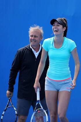 Oceane Dodin (FRA) Georges Goven (FRA) TENNIS : Open d Australie - Melbourne - 18 01 2015 TennisMagazine Panoramlc 