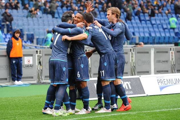 Aktuell Fußball, Italien, Serie A, Lazio Rom - SSC Neapel As Roma 18 01 2015 - campionato di calcio serie A Lazio Rom vs SSC Neapel: Torjubel Gonzalo Higuain 