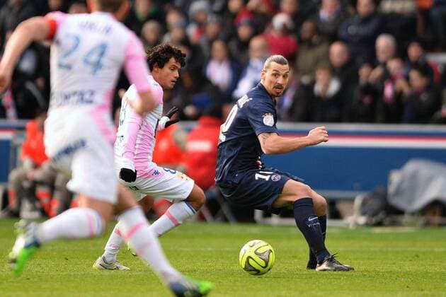 Zlatan Ibrahimovic (psg) - Yeltsin Tejeda (etg) FOOTBALL : Paris SG (PSG, Paris Saint Germain) vs Evian Thonon Gaillard FC - Ligue 1 - 18 01 2015 AnthonyBIBARD FEP Panoramic 