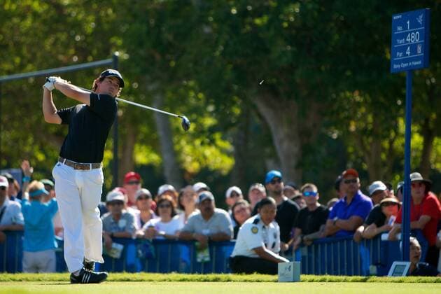 January 18, 2015 - Honolulu, Hawaii: Brian Harman hits his tee shot no the first hole during the final round of the Sony Open at Waialae Country Club in Honolulu, Hawaii. PGA Golf Herren Golf: Sony Open JAN18 - ZUMAc04_