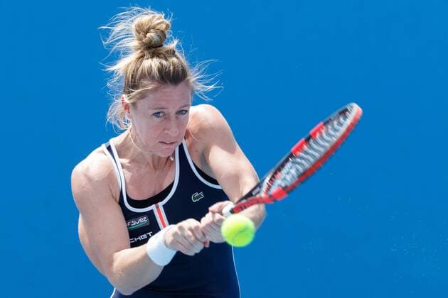 January 19, 2015: Pauline Parmentier (FRA) in action in a 1st round match on day one of the 2015 Australian Open grand slam tennis tournament at Melbourne Park in Melbourne, Australia. SydneyTennis 2015: Australian Open JAN 19 - ZUMAc04_