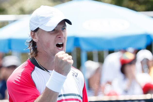 January 19, 2015: Ricardas Berankis (LTU) in action in a 1st round match on day one of the 2015 Australian Open grand slam tennis tournament at Melbourne Park in Melbourne, Australia. SydneyTennis 2015: Australian Open JAN 19 - ZUMAc04_