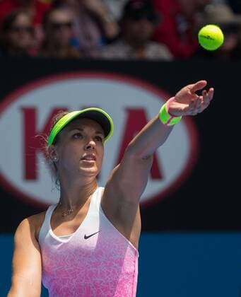 Australian Open 2015, Melbourne Park,ITF Grand Slam Tennis Tournament, Australian Open 2015, Melbourne Park,ITF Grand Slam Tennis Tournament, Sabine Lisicki (GER)Aktion,Einzelbild,Halbkoerper,Hochformat